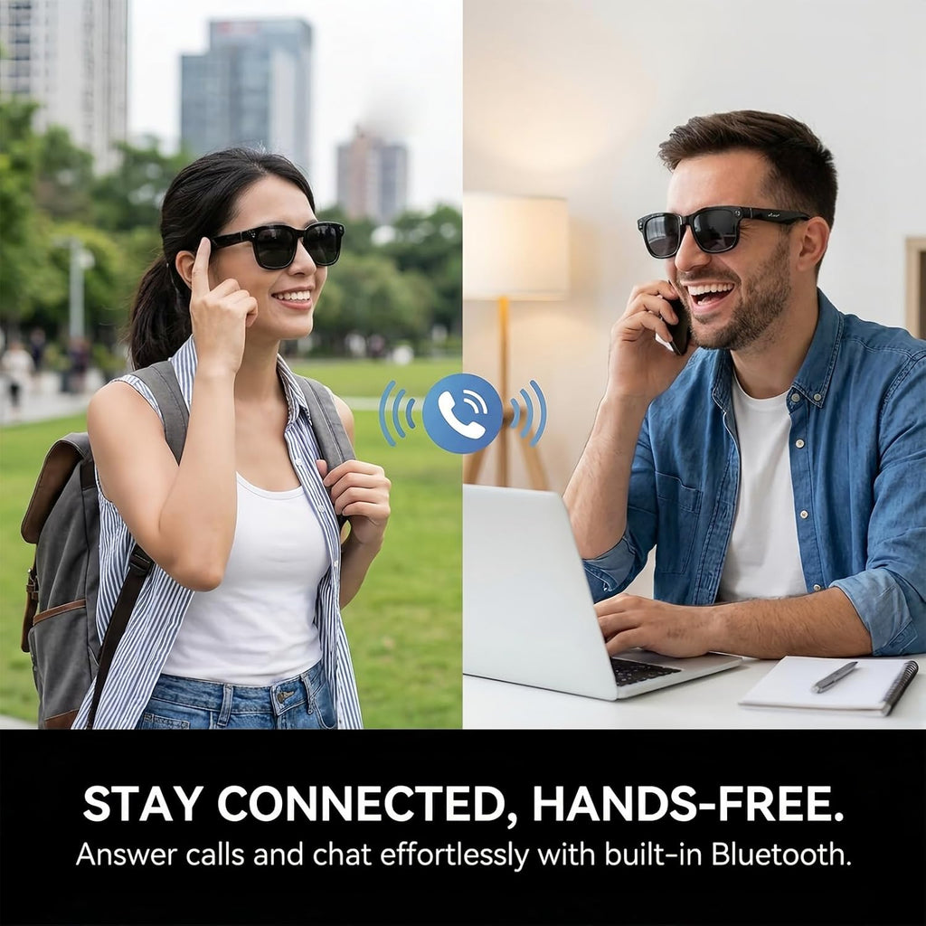 AI Smart Glasses with 8MP HD Bluetooth Camera – Night Black - Flex Gamingproduct_type