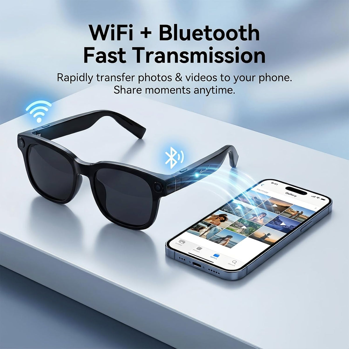 AI Smart Glasses with 8MP HD Bluetooth Camera – Night Black - Flex Gamingproduct_type
