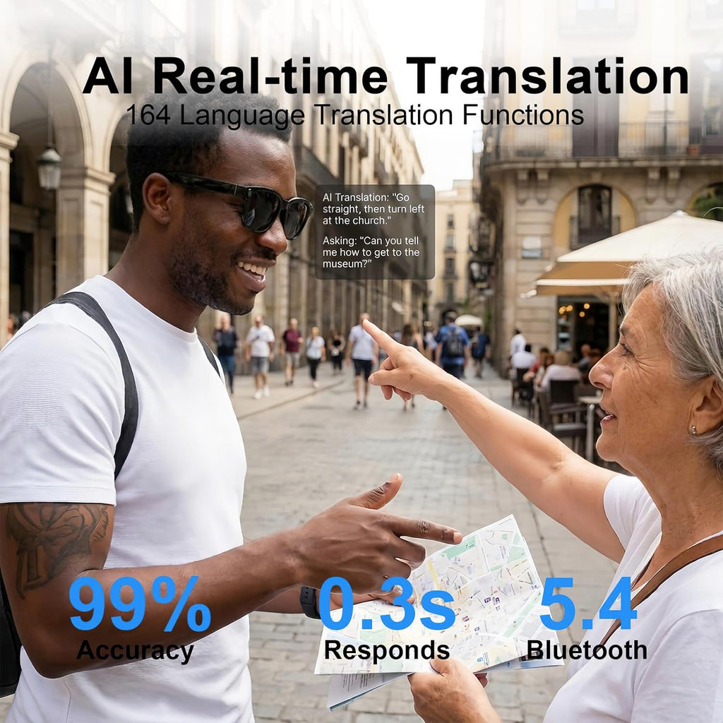 AI Smart Glasses with 8MP HD Bluetooth Camera – Night Black - Flex Gamingproduct_type