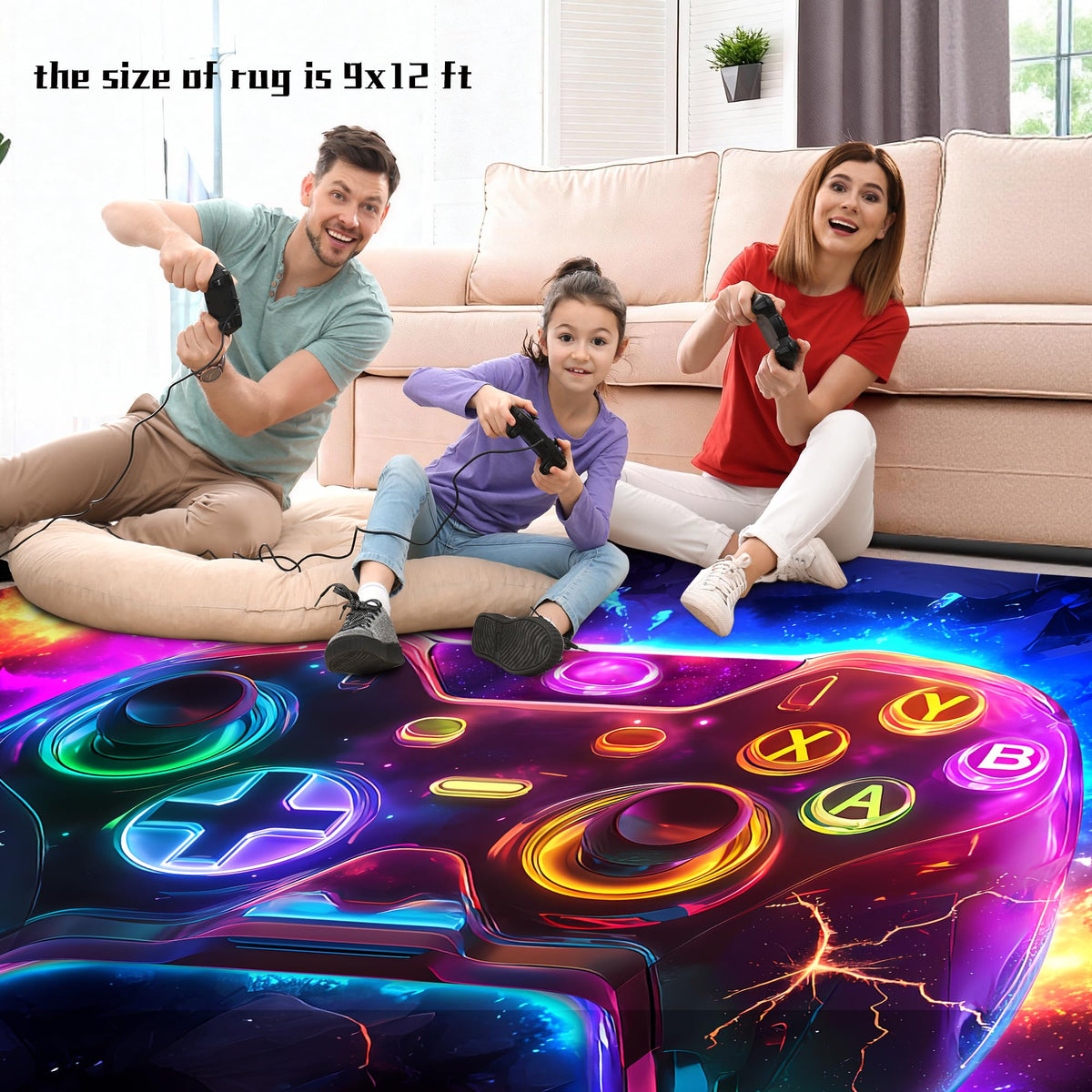 AICLIV Neon Gaming Area Rug – 5 Sizes - Flex Gamingproduct_type