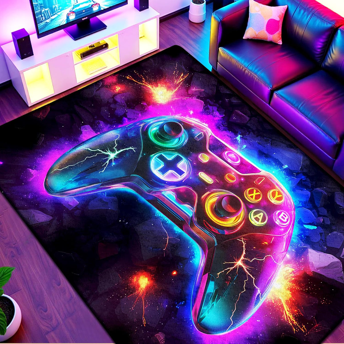 AICLIV Neon Gaming Area Rug – 5 Sizes - Flex Gamingproduct_type