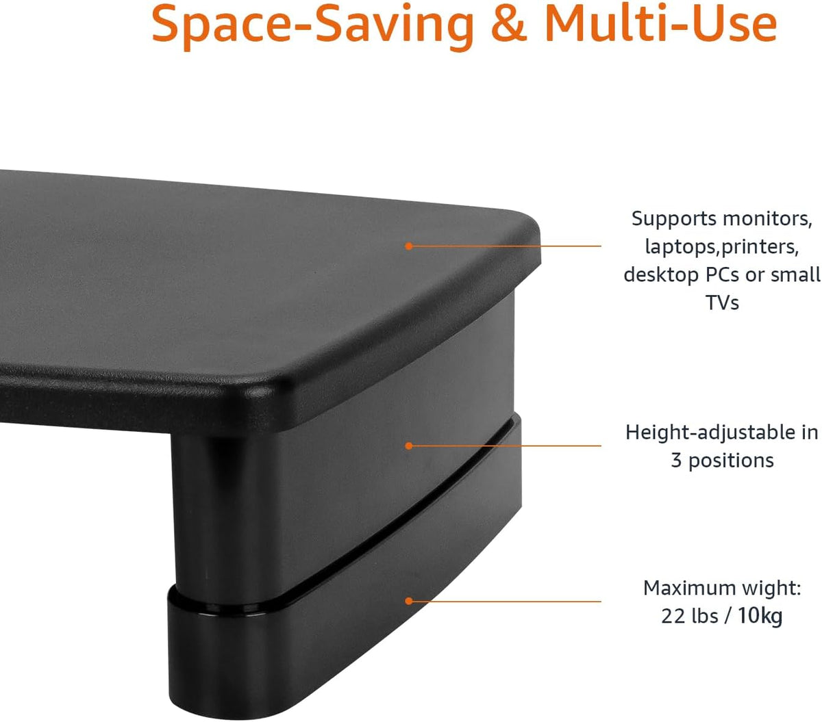 Amazon Basics Adjustable Monitor Stand Riser 3-Level – Black - Flex Gamingproduct_type