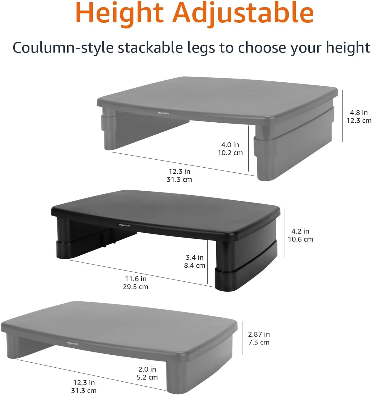 Amazon Basics Adjustable Monitor Stand Riser 3-Level – Black - Flex Gamingproduct_type