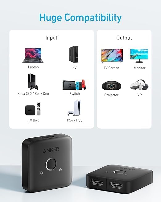 Anker HDMI Switch 2-In-1-Out 4K@60Hz One-Click Switcher - Flex Gamingproduct_type