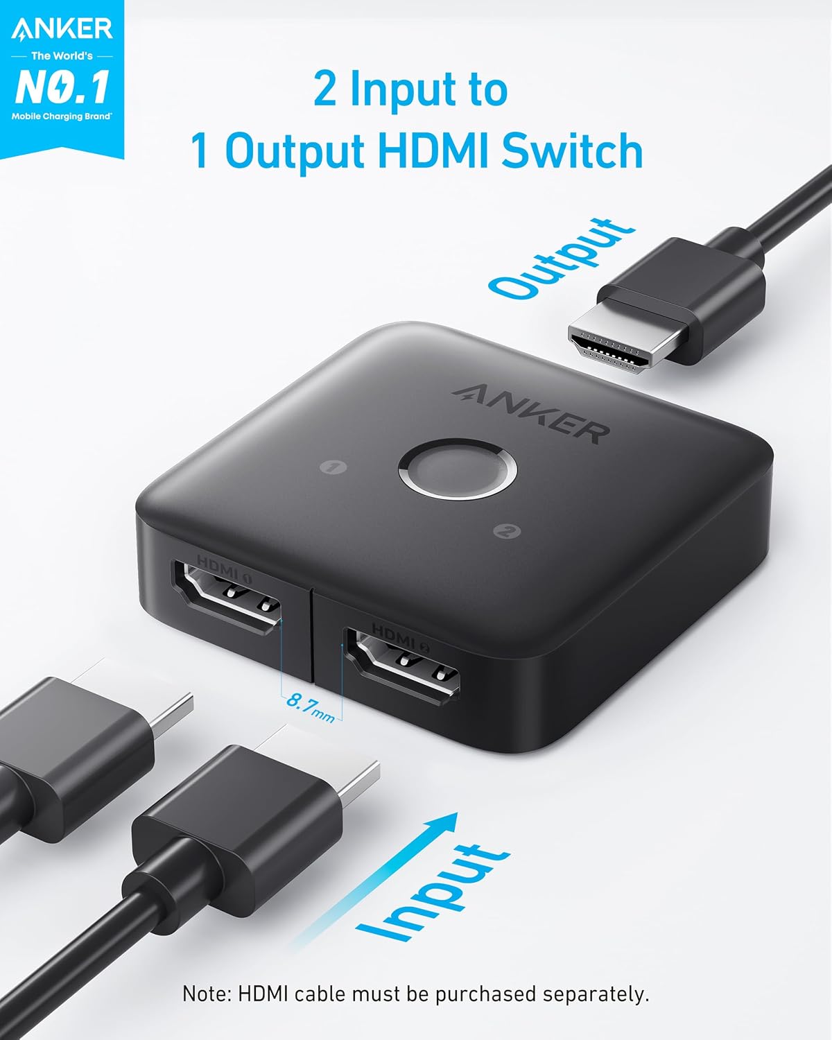 Anker HDMI Switch 2-In-1-Out 4K@60Hz One-Click Switcher - Flex Gamingproduct_type
