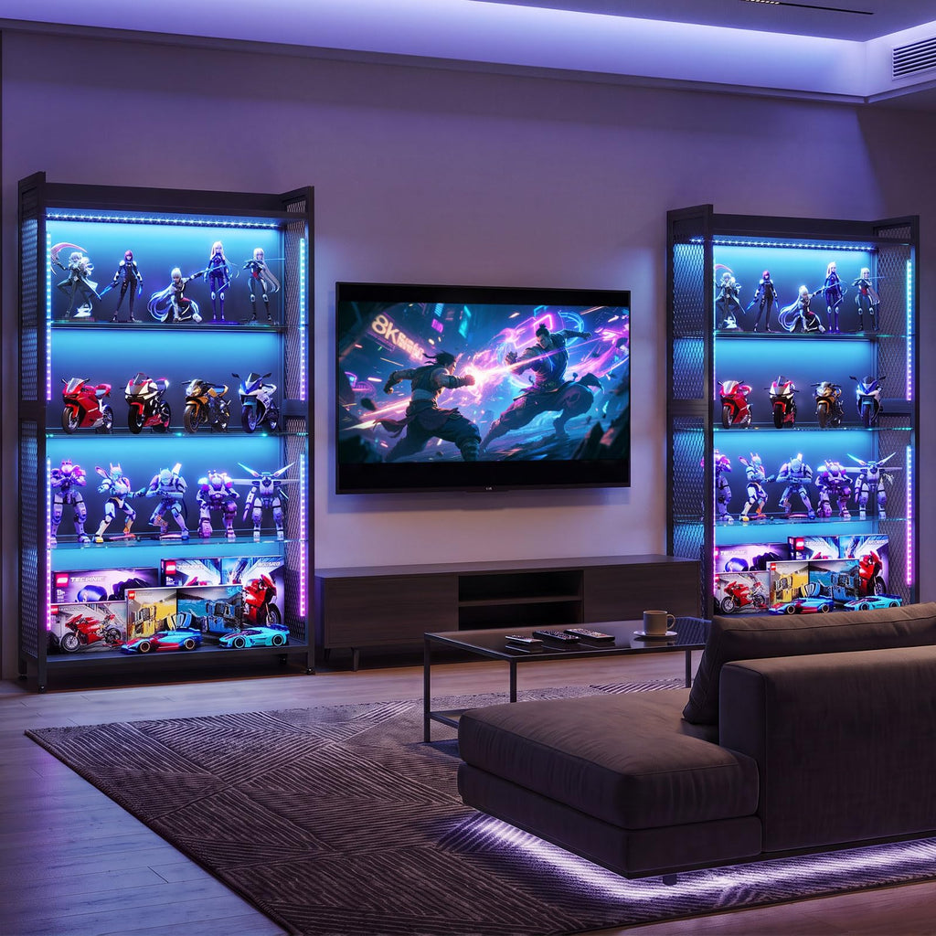 AODK Display Cabinet with Glass Doors & RGB Lights 4-Tier – 3 Sizes - Flex Gamingproduct_type