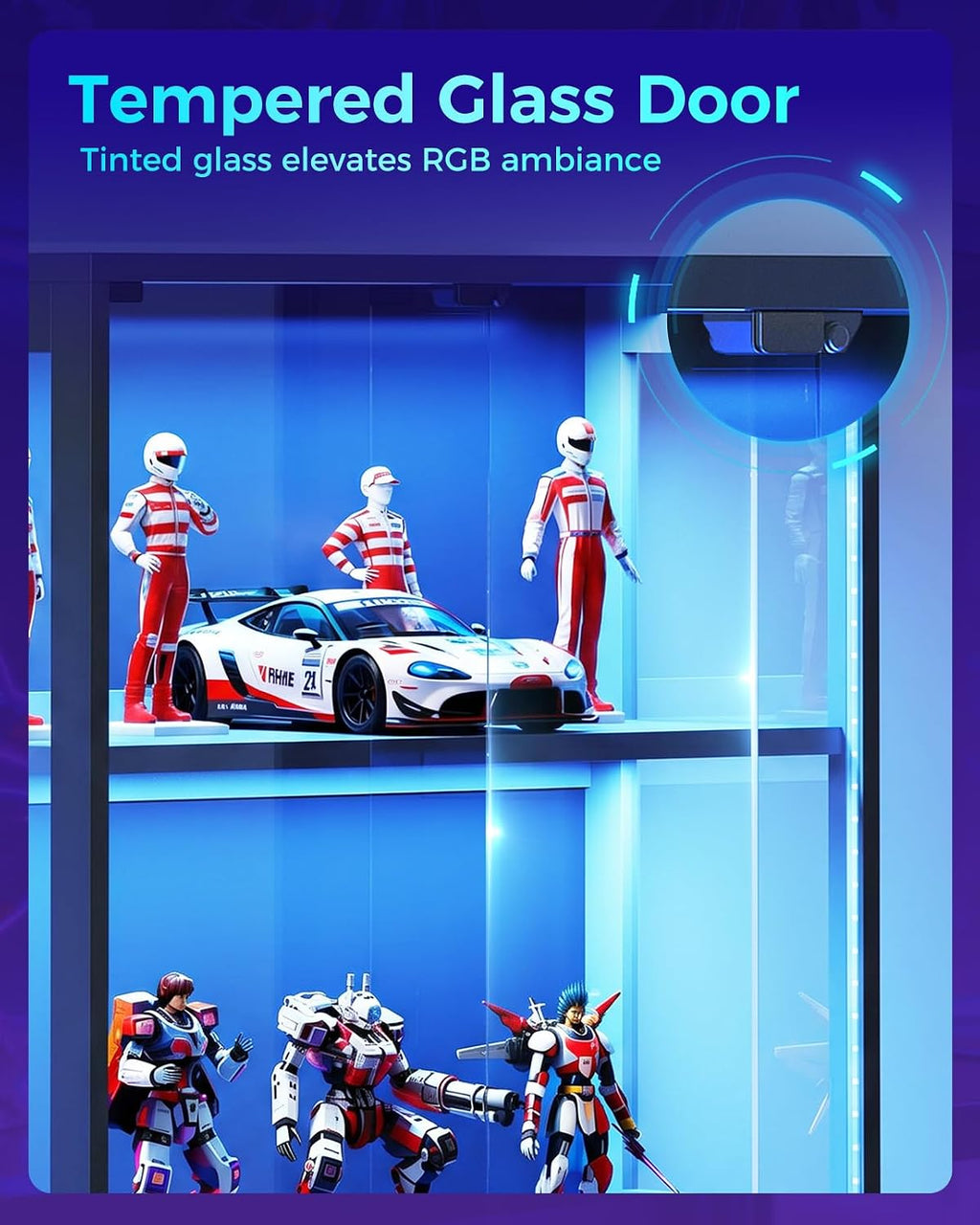 AODK Display Cabinet with Glass Doors & RGB Lights 4-Tier – 3 Sizes - Flex Gamingproduct_type