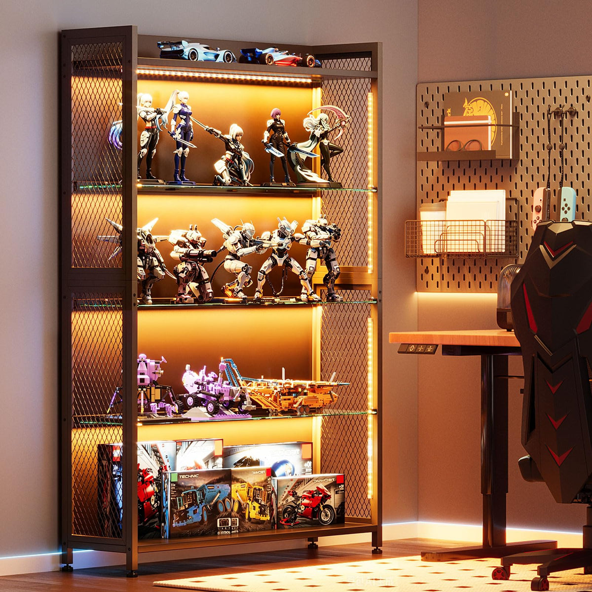 AODK Display Cabinet with Glass Doors & RGB Lights 4-Tier – 3 Sizes - Flex Gamingproduct_type