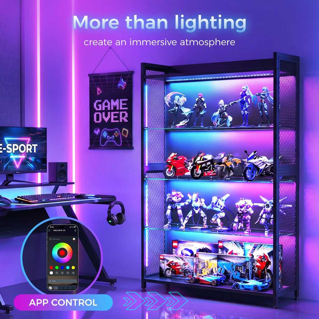 AODK Display Cabinet with Glass Doors & RGB Lights 4-Tier – 3 Sizes - Flex Gamingproduct_type