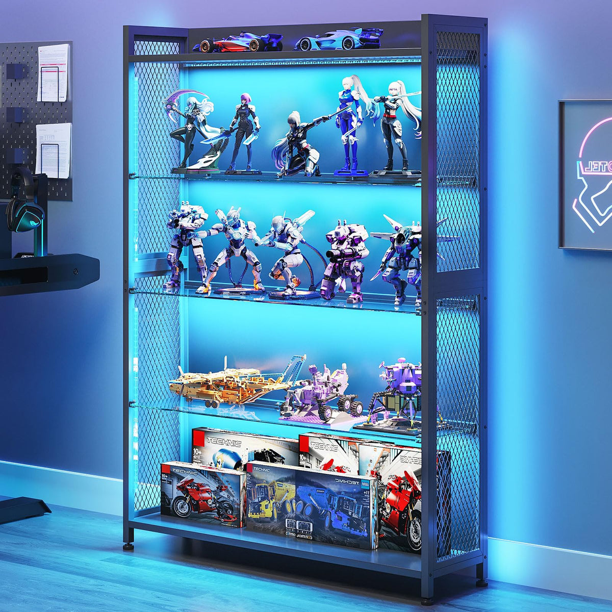 AODK Display Cabinet with Glass Doors & RGB Lights 4-Tier – 3 Sizes - Flex Gamingproduct_type