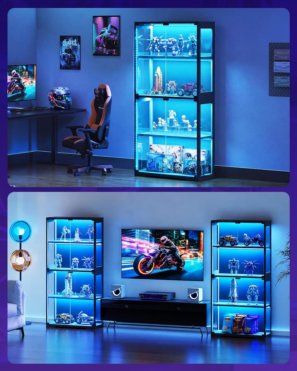 AODK Display Cabinet with Glass Doors & RGB Lights 4-Tier – 3 Sizes - Flex Gamingproduct_type
