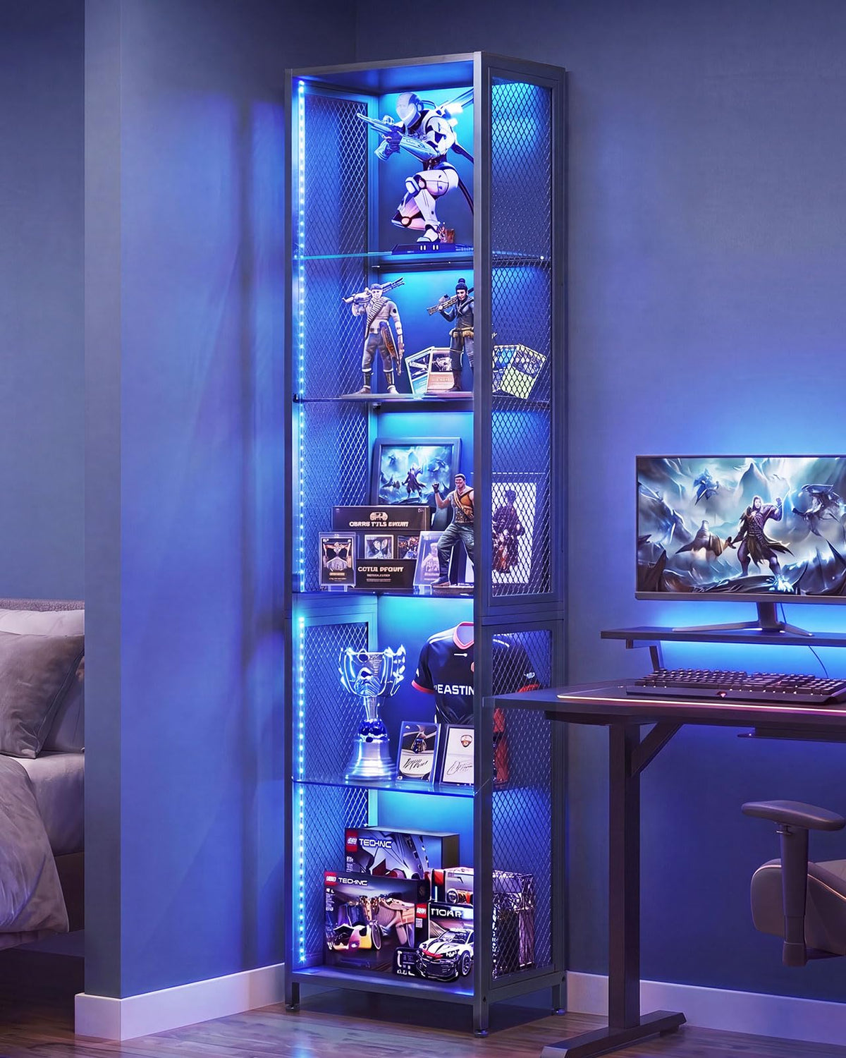 AODK Display Cabinet with Glass Doors & RGB Lights 4-Tier – 3 Sizes - Flex Gamingproduct_type