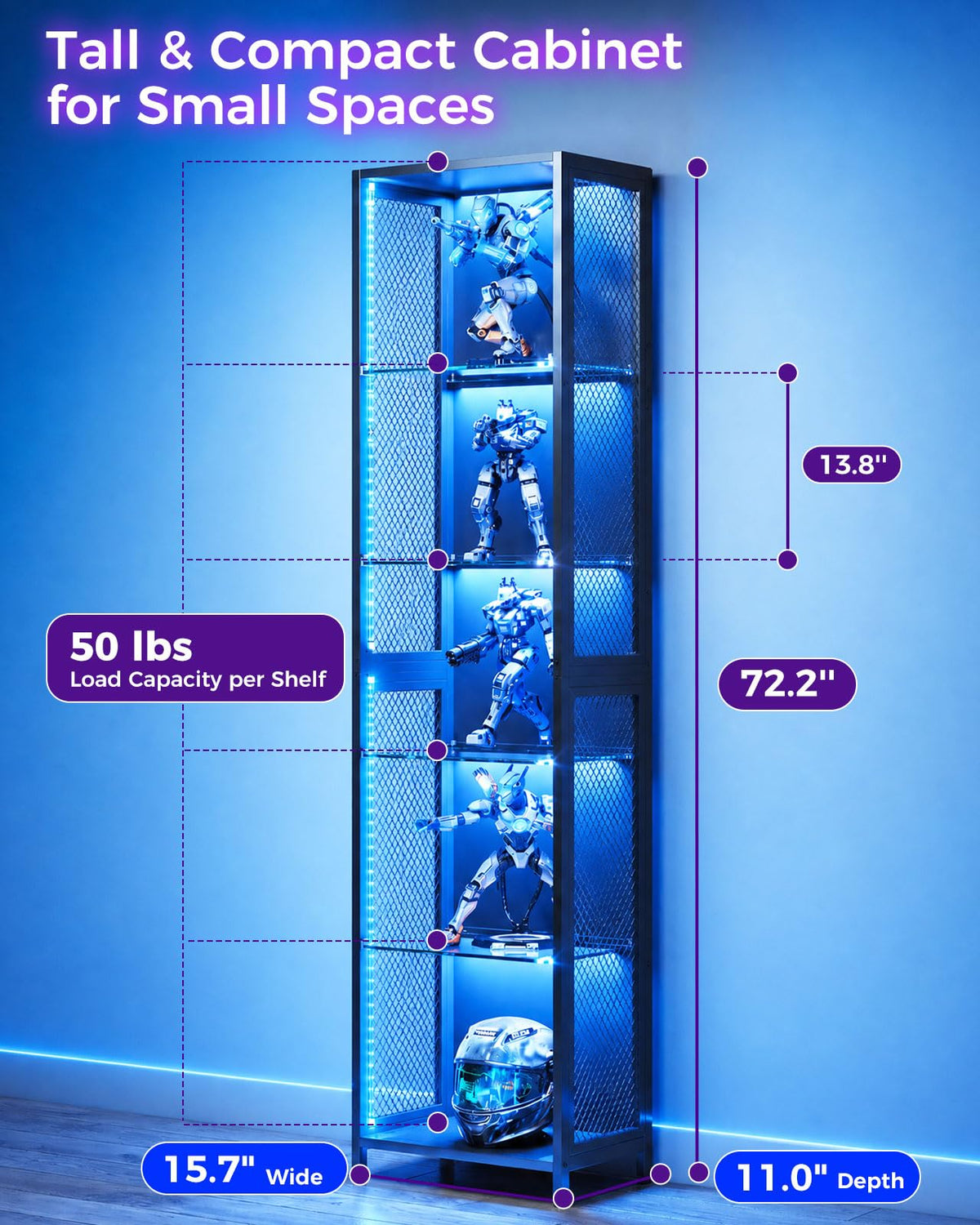 AODK Display Cabinet with Glass Doors & RGB Lights 4-Tier – 3 Sizes - Flex Gamingproduct_type