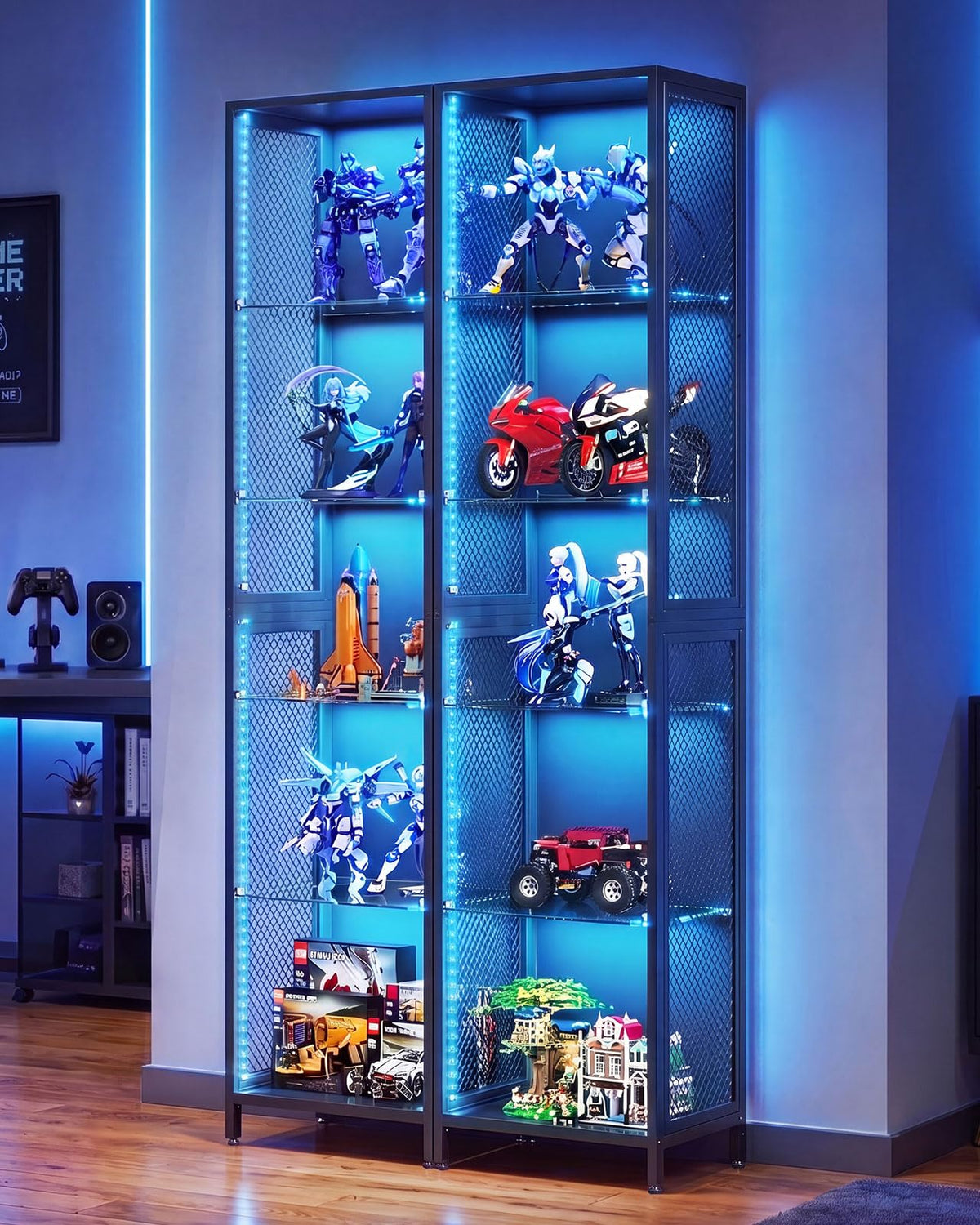 AODK Display Cabinet with Glass Doors & RGB Lights 4-Tier – 3 Sizes - Flex Gamingproduct_type