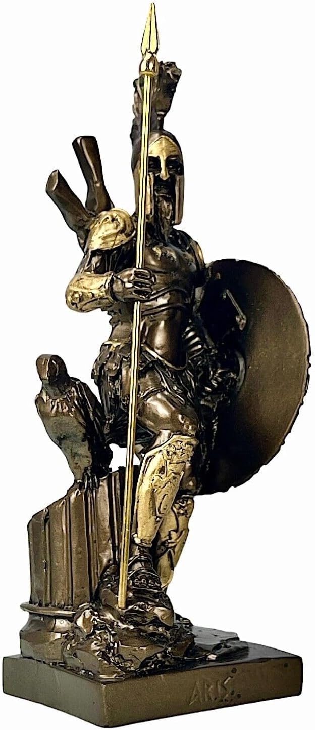 Ares / Mars God of War Statue – Cast Alabaster, Bronze Effect, Handmade in Greece - Flex Gamingproduct_type
