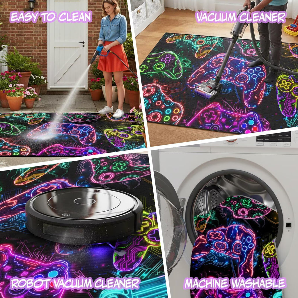 Auetwyona Gaming Area Rug – Gamepad Design, Non-Slip – 2 Sizes & 6 Designs - Flex Gamingproduct_type