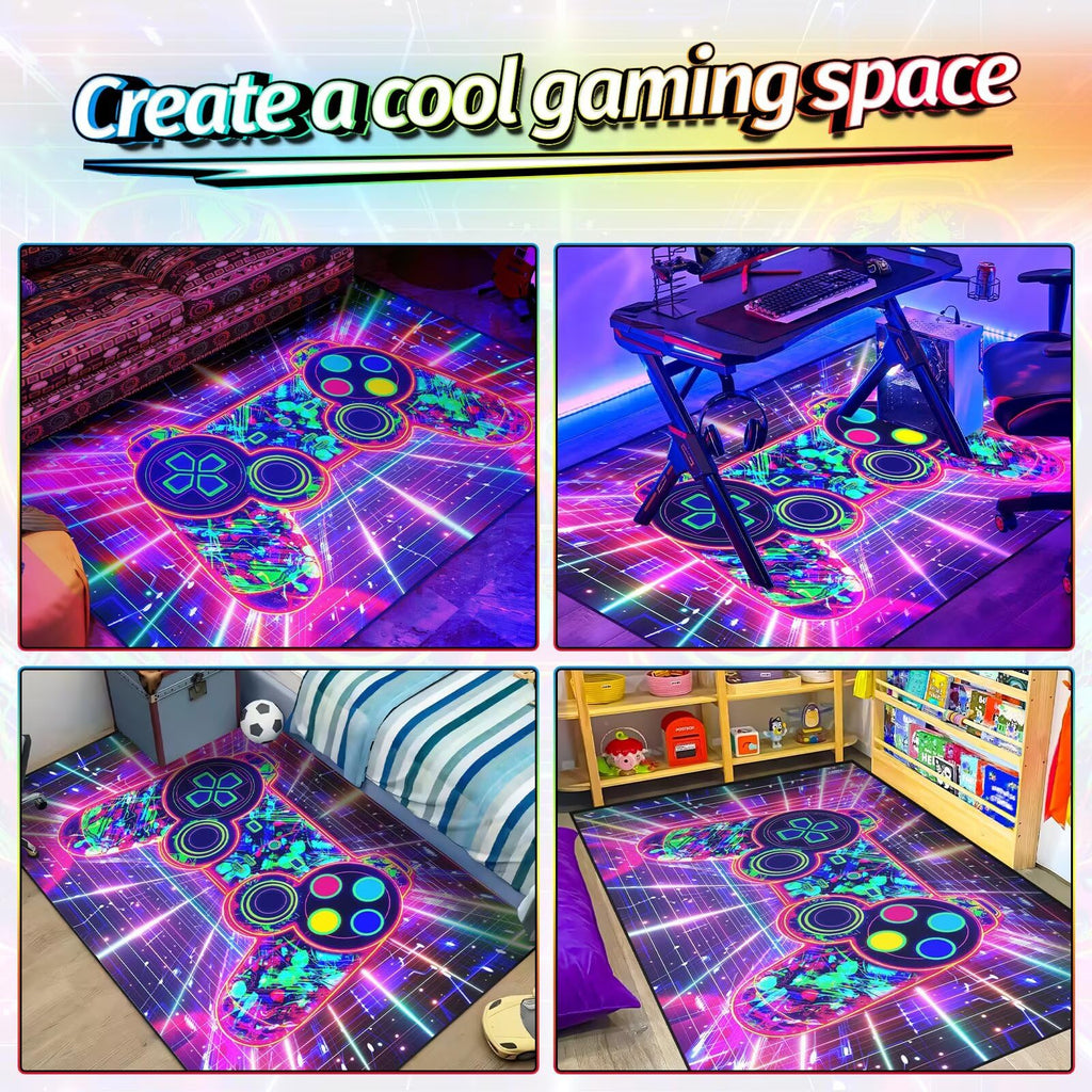 Auetwyona Gaming Area Rug – Gamepad Design, Non-Slip – 2 Sizes & 6 Designs - Flex Gamingproduct_type