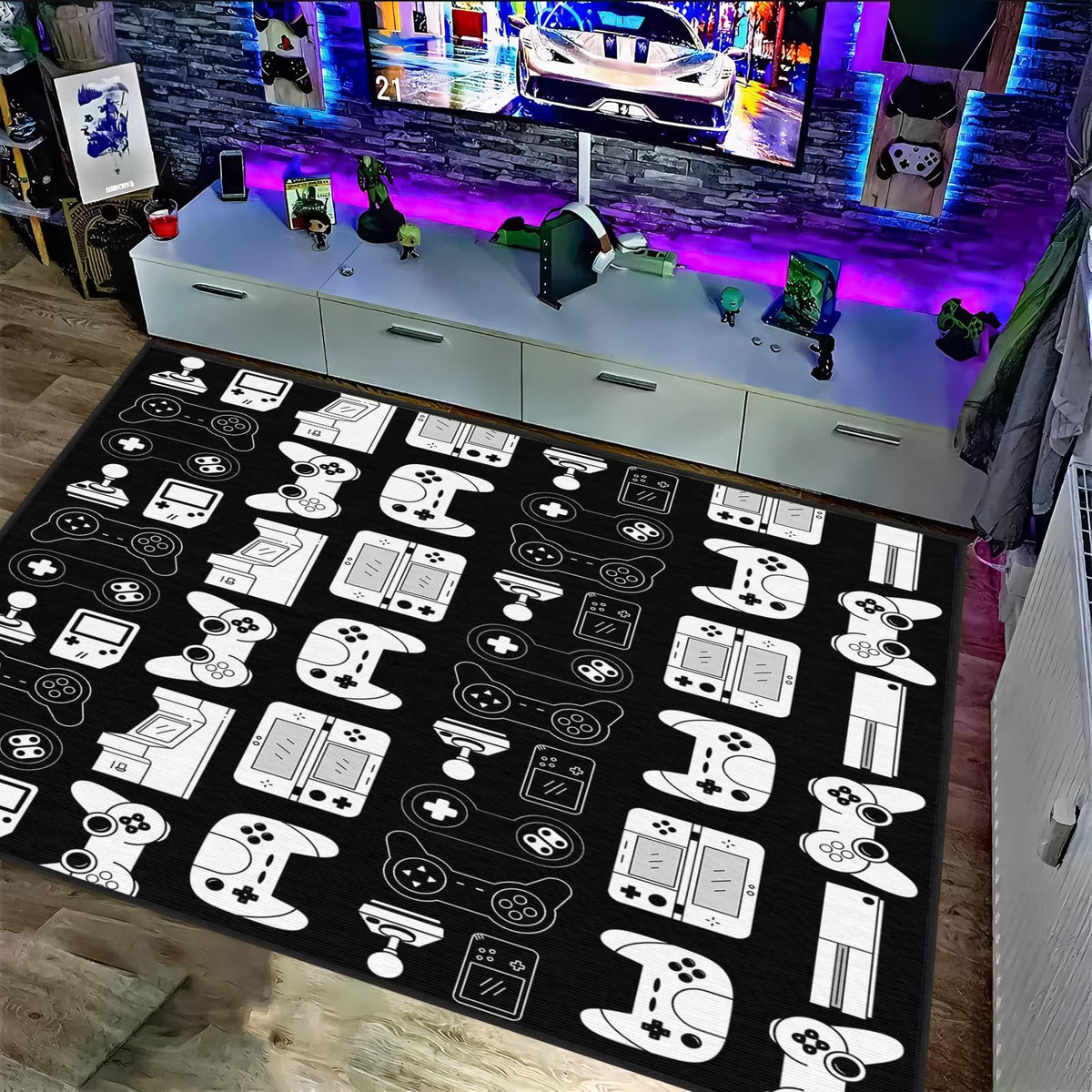 Auetwyona Gaming Area Rug – Gamepad Design, Non-Slip – 2 Sizes & 6 Designs - Flex Gamingproduct_type