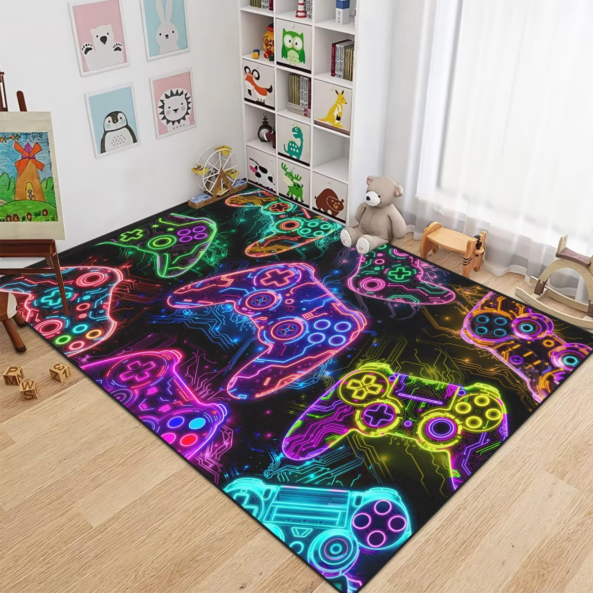 Auetwyona Gaming Area Rug – Gamepad Design, Non-Slip – 2 Sizes & 6 Designs - Flex Gamingproduct_type