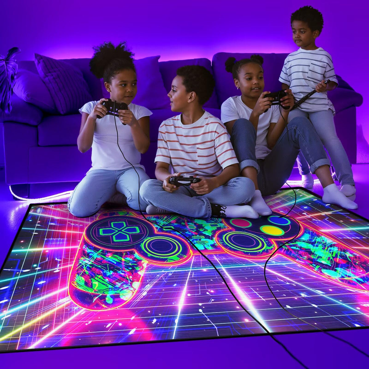 Auetwyona Gaming Area Rug – Gamepad Design, Non-Slip – 2 Sizes & 6 Designs - Flex Gamingproduct_type