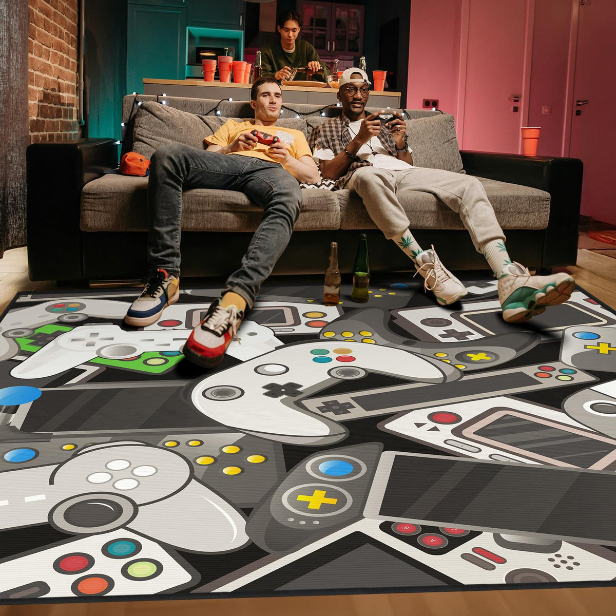 Auetwyona Gaming Area Rug – Gamepad Design, Non-Slip – 2 Sizes & 6 Designs - Flex Gamingproduct_type