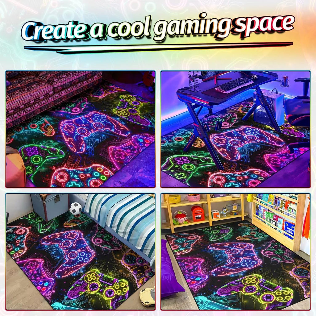 Auetwyona Gaming Area Rug – Gamepad Design, Non-Slip – 2 Sizes & 6 Designs - Flex Gamingproduct_type