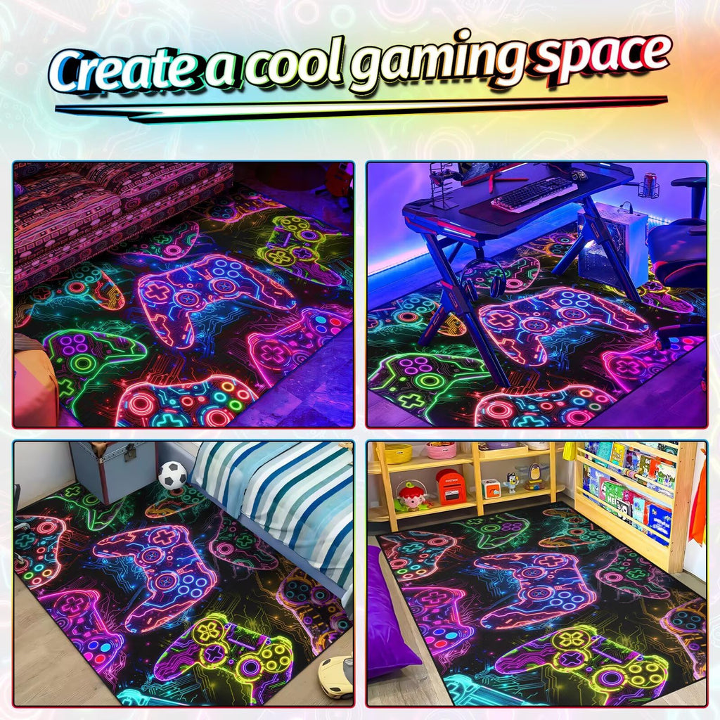 Auetwyona Gaming Area Rug – Gamepad Design, Non-Slip – 2 Sizes & 6 Designs - Flex Gamingproduct_type