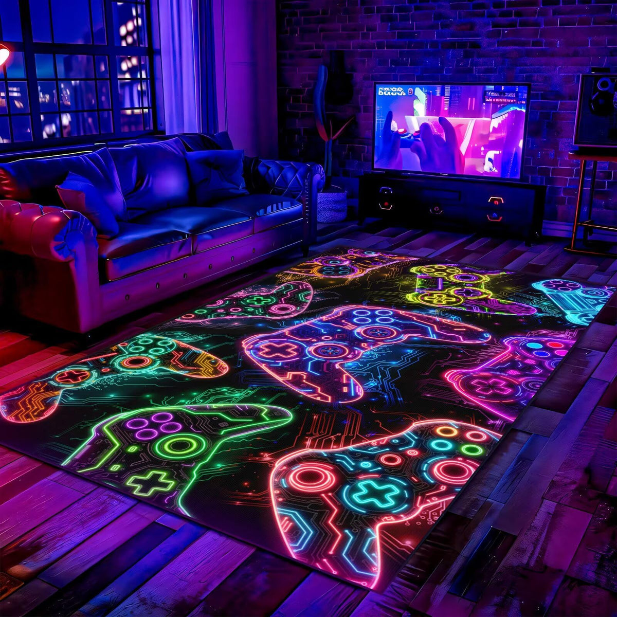 Auetwyona Gaming Area Rug – Gamepad Design, Non-Slip – 2 Sizes & 6 Designs - Flex Gamingproduct_type