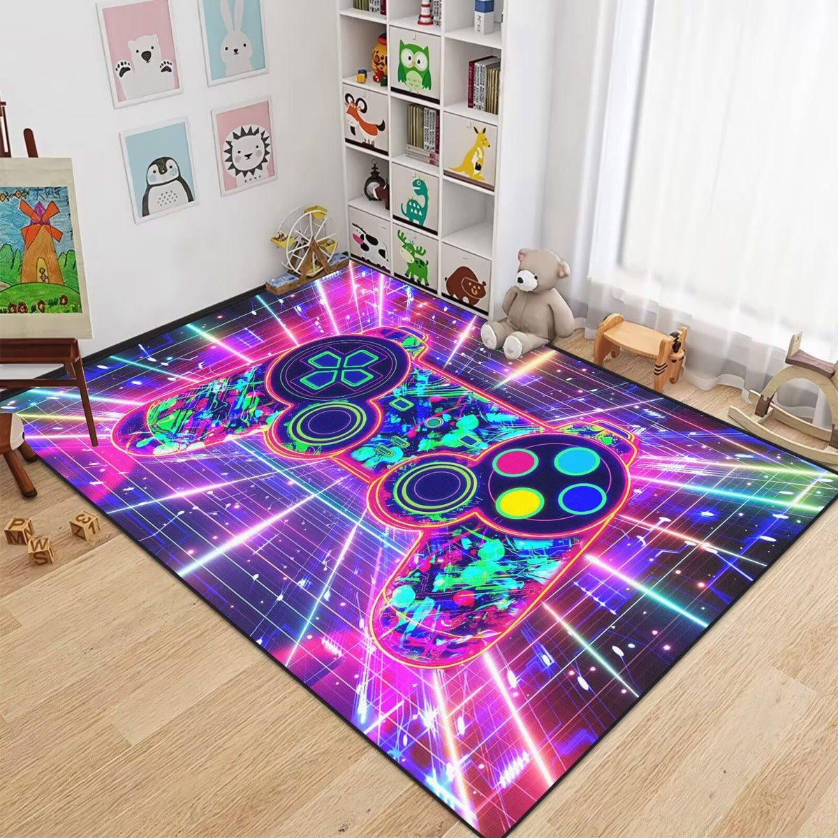 Auetwyona Gaming Area Rug – Gamepad Design, Non-Slip – 2 Sizes & 6 Designs - Flex Gamingproduct_type
