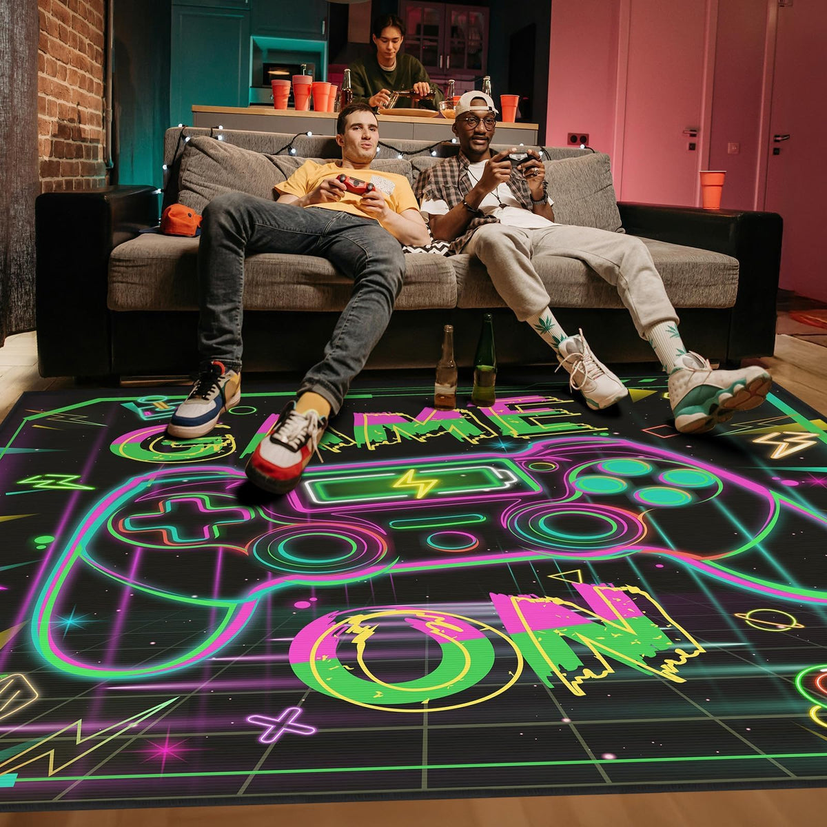 Auetwyona Gaming Area Rug – Gamepad Design, Non-Slip – 2 Sizes & 6 Designs - Flex Gamingproduct_type