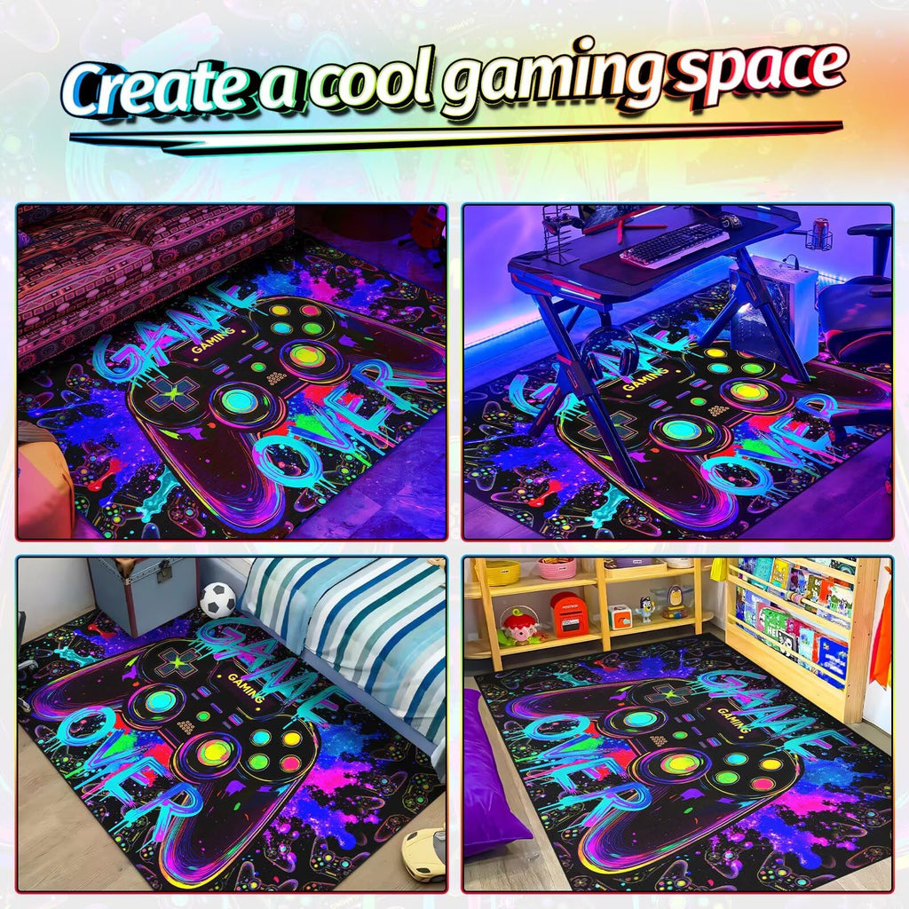 Auetwyona Gaming Area Rug – Gamepad Design, Non-Slip – 2 Sizes & 6 Designs - Flex Gamingproduct_type