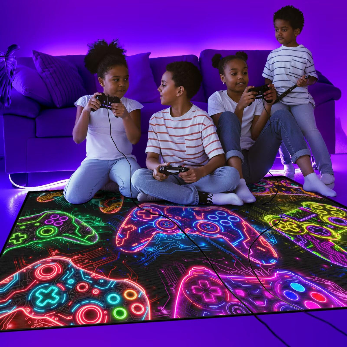 Auetwyona Gaming Area Rug – Gamepad Design, Non-Slip – 2 Sizes & 6 Designs - Flex Gamingproduct_type