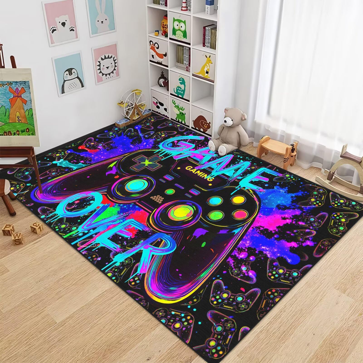 Auetwyona Gaming Area Rug – Gamepad Design, Non-Slip – 2 Sizes & 6 Designs - Flex Gamingproduct_type