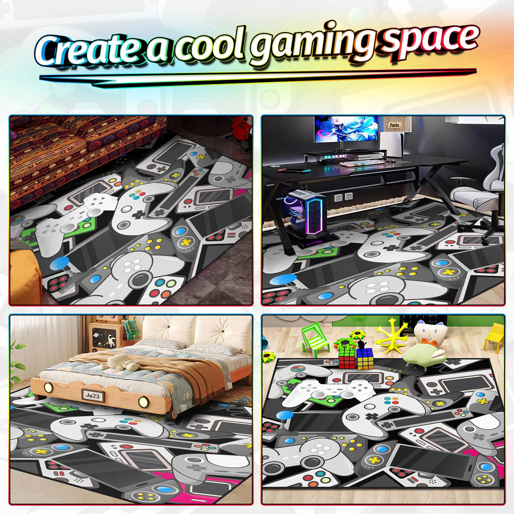 Auetwyona Gaming Area Rug – Gamepad Design, Non-Slip – 2 Sizes & 6 Designs - Flex Gamingproduct_type