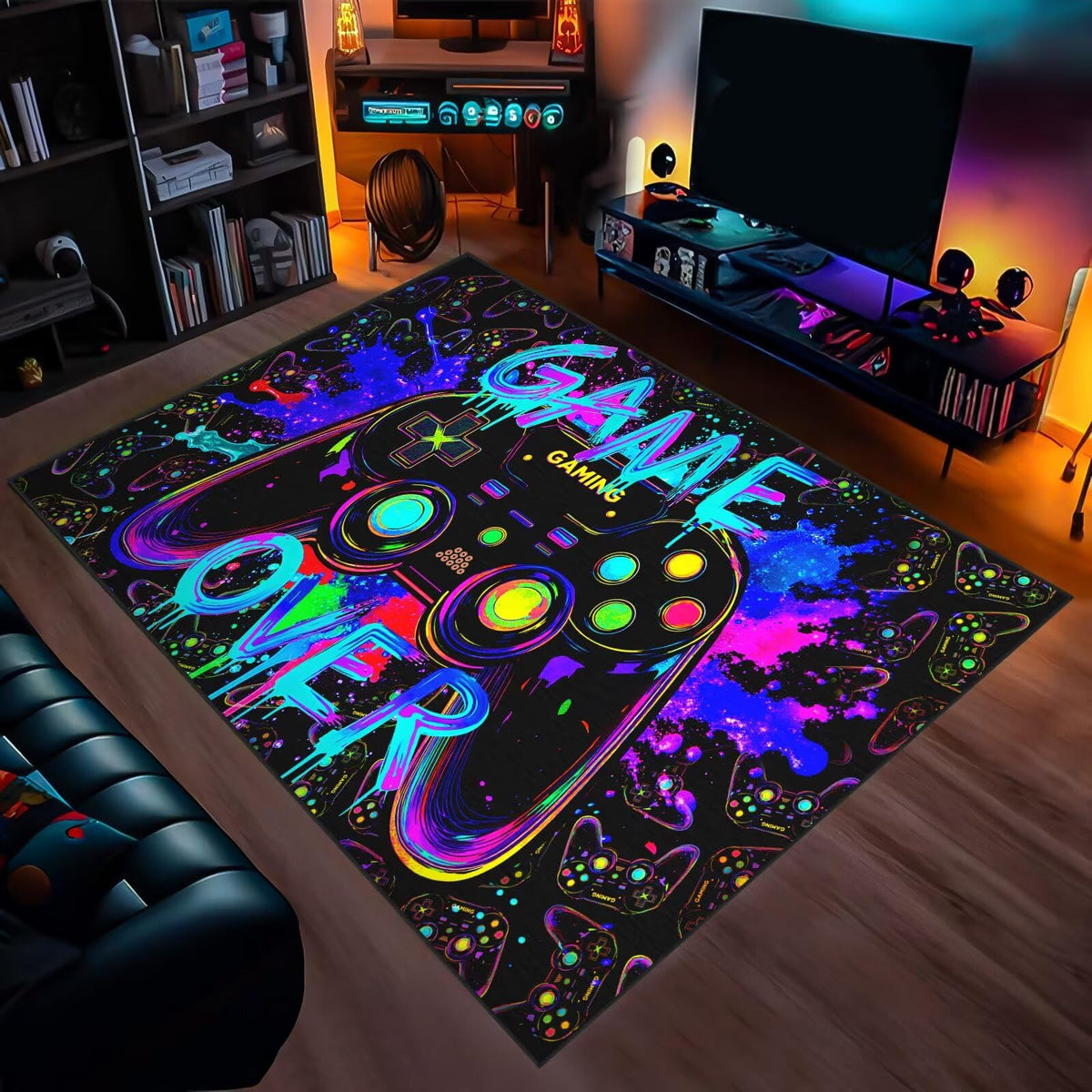 Auetwyona Gaming Area Rug – Gamepad Design, Non-Slip – 2 Sizes & 6 Designs - Flex Gamingproduct_type