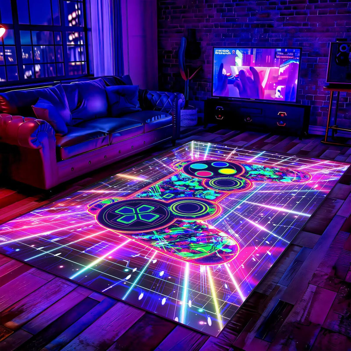 Auetwyona Gaming Area Rug – Gamepad Design, Non-Slip – 2 Sizes & 6 Designs - Flex Gamingproduct_type