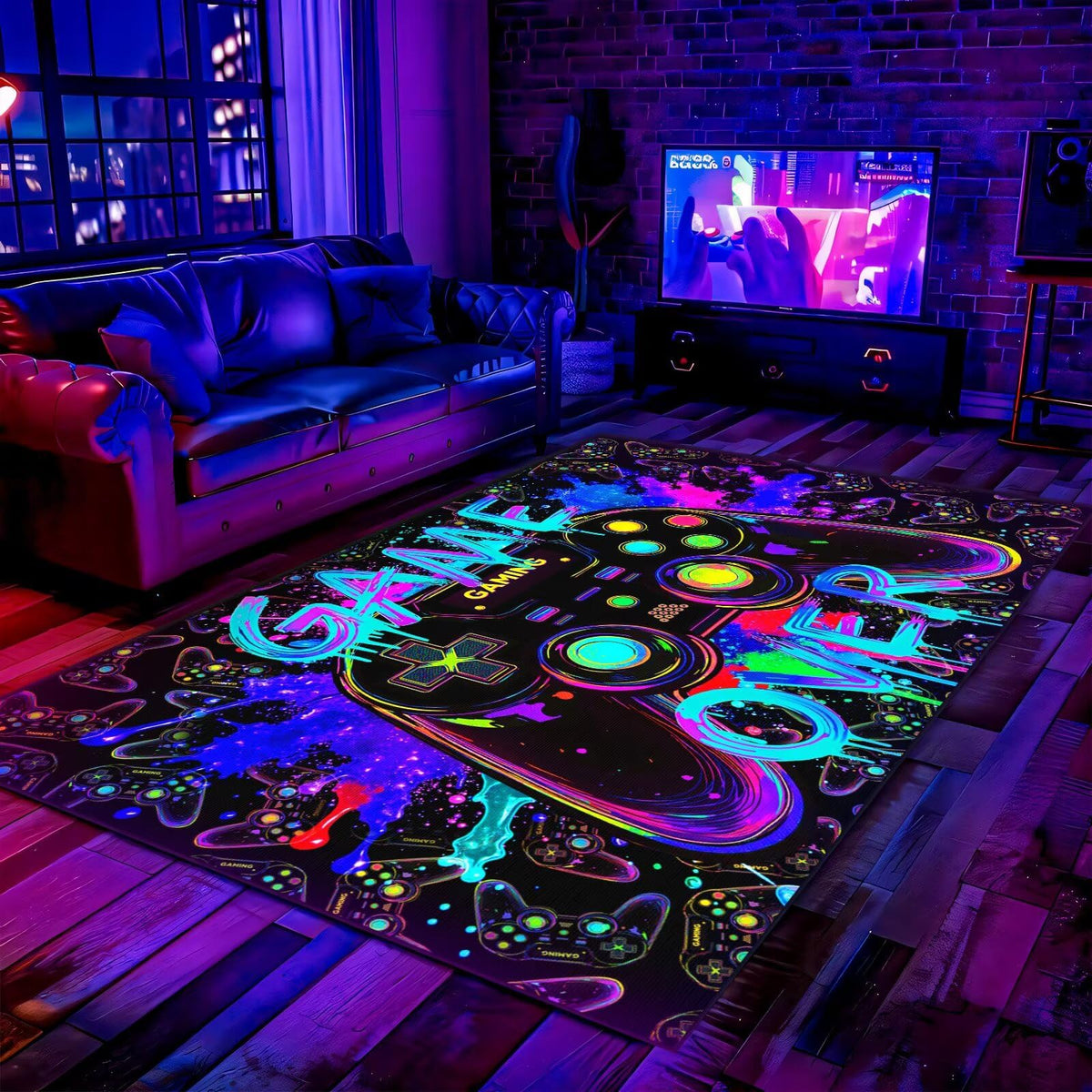 Auetwyona Gaming Area Rug – Gamepad Design, Non-Slip – 2 Sizes & 6 Designs - Flex Gamingproduct_type