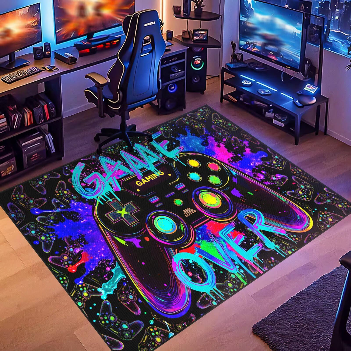 Auetwyona Gaming Area Rug – Gamepad Design, Non-Slip – 2 Sizes & 6 Designs - Flex Gamingproduct_type