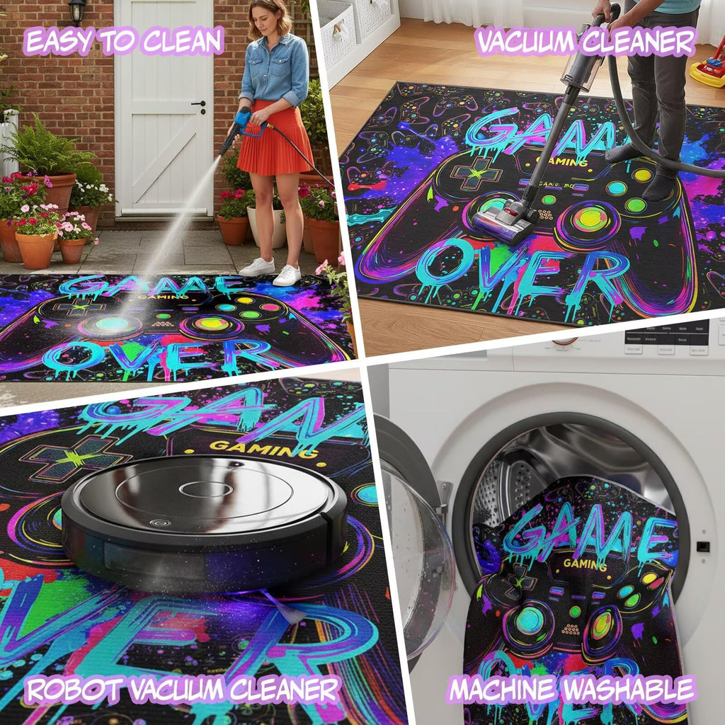 Auetwyona Gaming Area Rug – Gamepad Design, Non-Slip – 2 Sizes & 6 Designs - Flex Gamingproduct_type