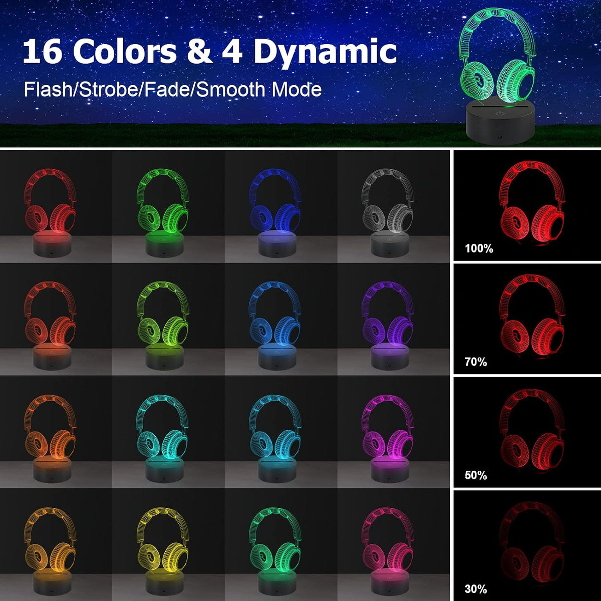 AZIMOM 3D Illusion Night Light – 5 Designs - Flex Gamingproduct_type