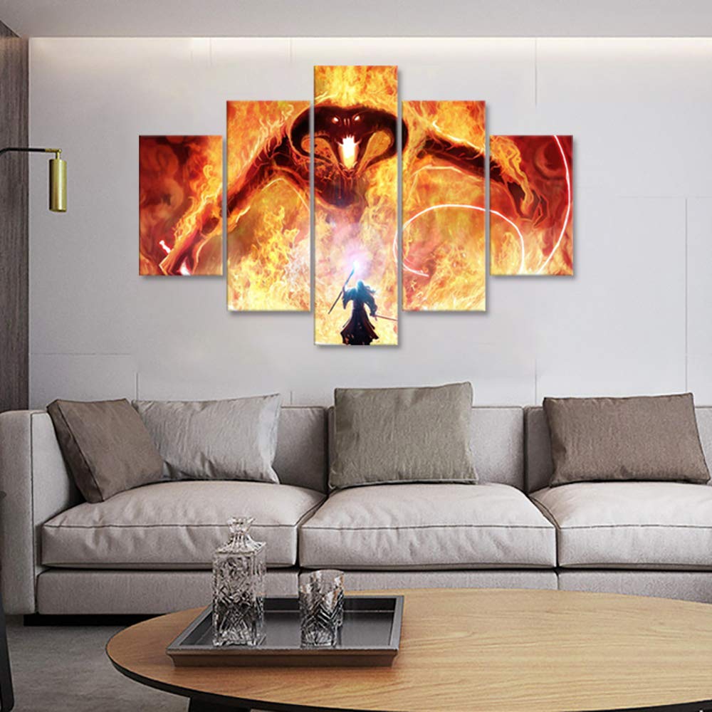 Balrog & Gandalf 5-Panel Canvas Wall Art – 3 Sizes - Flex Gamingproduct_type