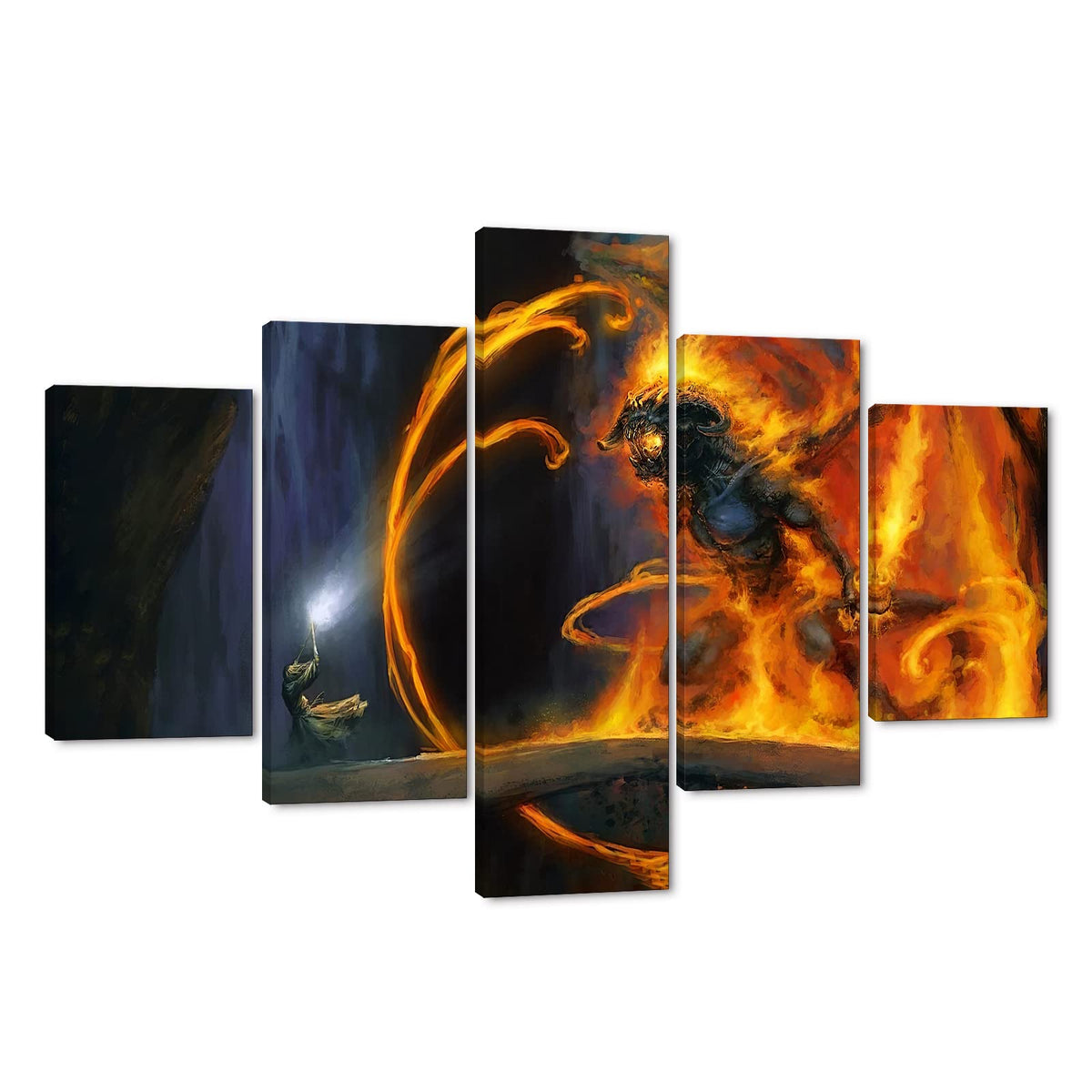 Balrog & Gandalf 5-Panel Canvas Wall Art – 3 Sizes - Flex Gamingproduct_type