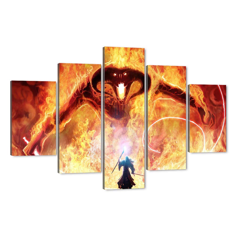 Balrog & Gandalf 5-Panel Canvas Wall Art – 3 Sizes - Flex Gamingproduct_type