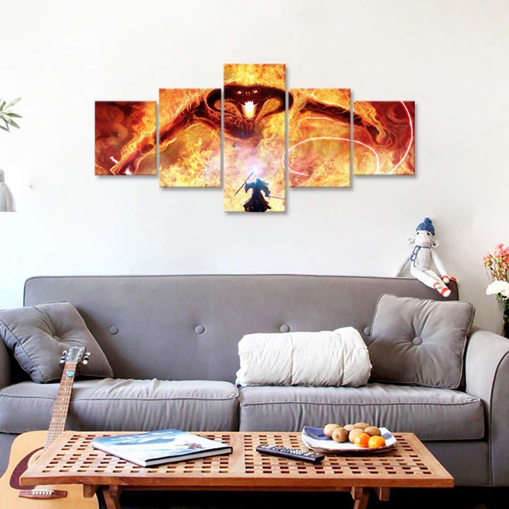 Balrog & Gandalf 5-Panel Canvas Wall Art – 3 Sizes - Flex Gamingproduct_type