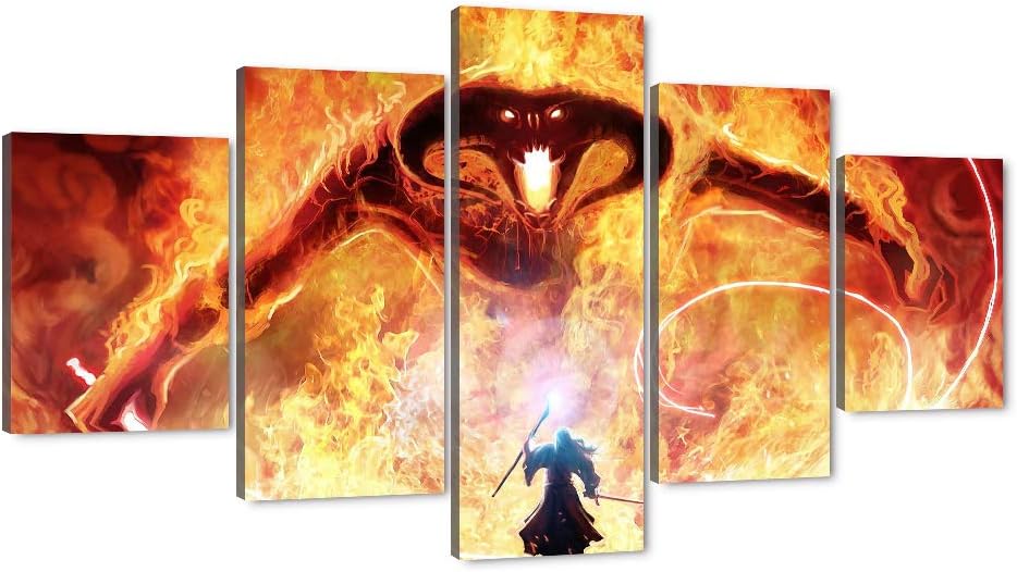 Balrog & Gandalf 5-Panel Canvas Wall Art – 3 Sizes - Flex Gamingproduct_type
