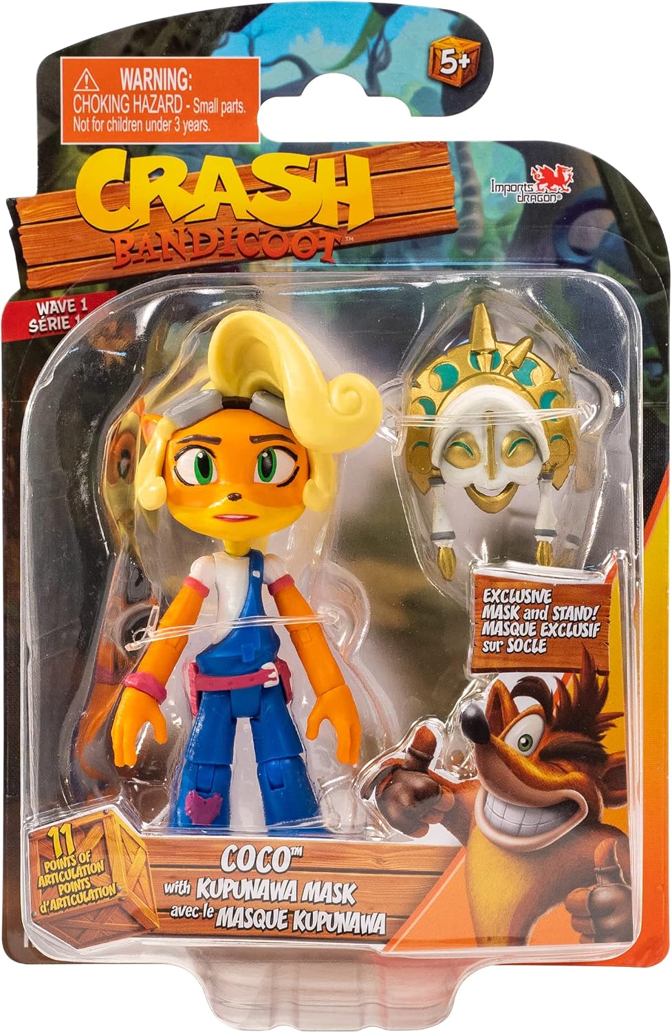 Bandai Crash Bandicoot Coco Bandicoot Action Figure with Mask & Stand – 11cm - Flex Gamingproduct_type
