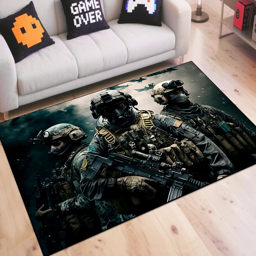 Battle Graphic Gaming Area Rug – 5 Sizes & 2 Designs - Flex Gamingproduct_type
