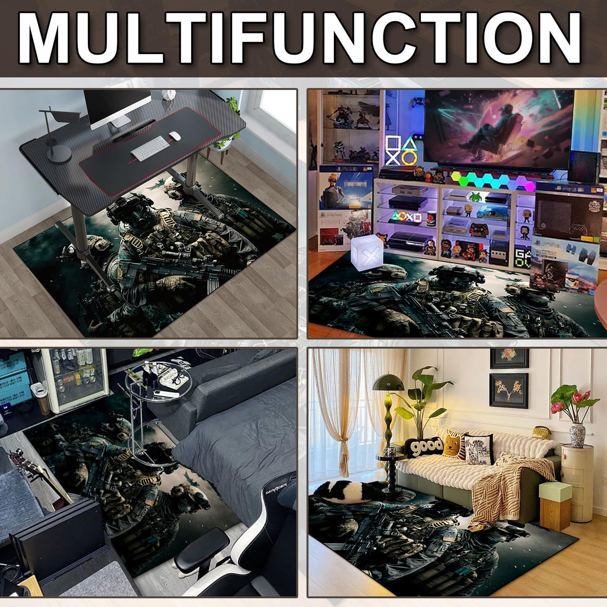 Battle Graphic Gaming Area Rug – 5 Sizes & 2 Designs - Flex Gamingproduct_type