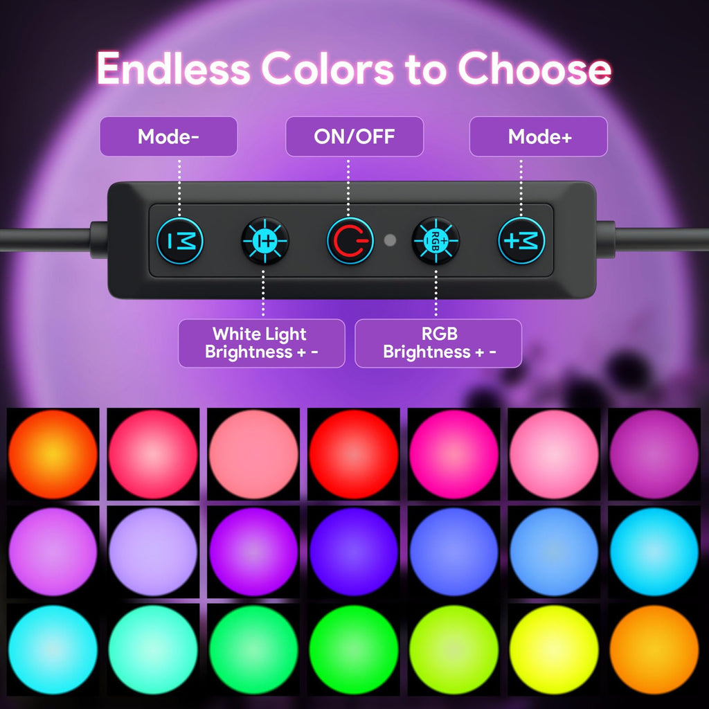 Bavcieu Sunset Lamp Projector, RGB, 360° Rotation, App & Remote – 3 Variants - Flex Gamingproduct_type