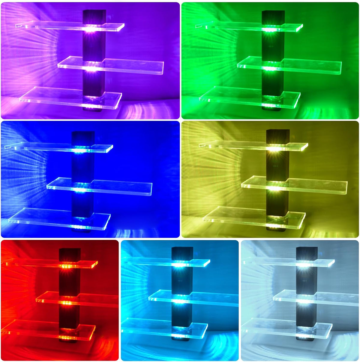 BEARUT 3-Tier Acrylic Wall-Mounted LED Display Shelf with RGB Lights - Flex Gamingproduct_type